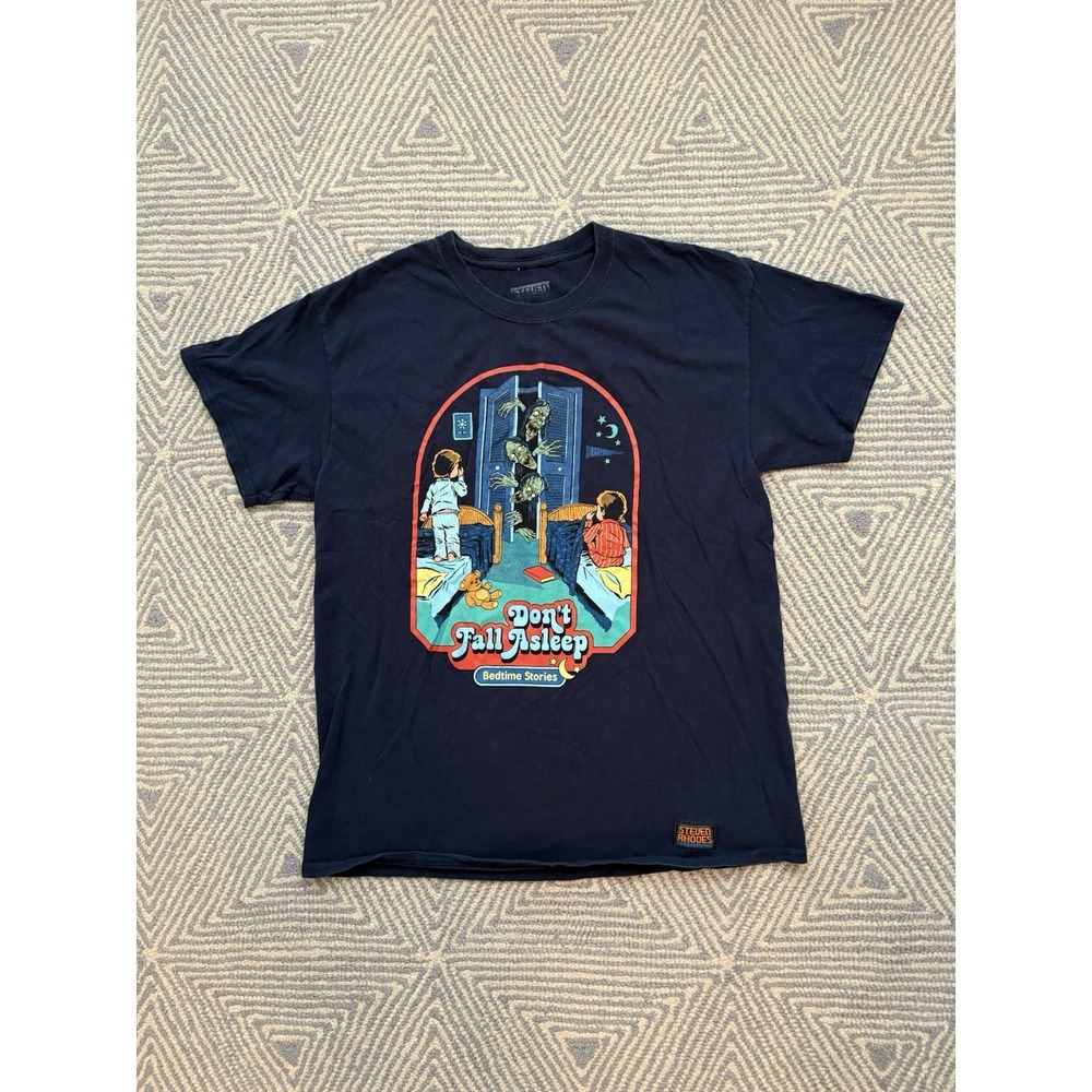 Steven Rhodes Bedtime Stories Don't Fall Asleep T-Shirt‎ - Blue - XL